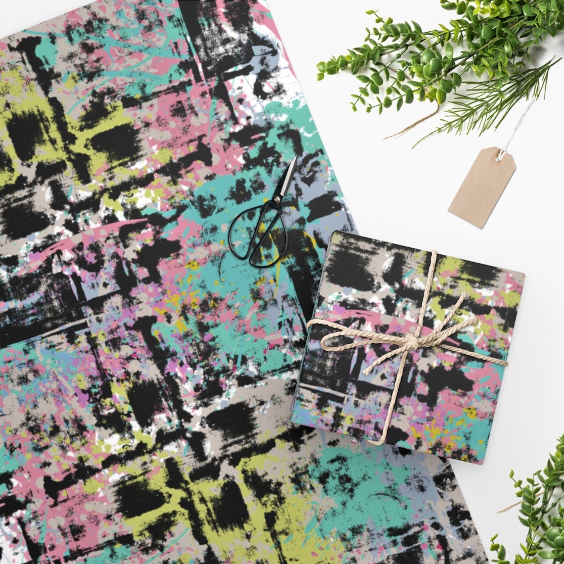 Abstract Wrapping Paper, Paint Splash Gift Wrap, Whimsical and Fun Original Etsy UK