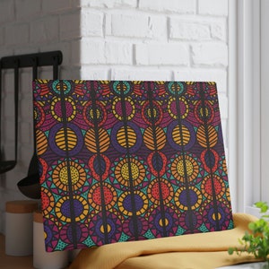 Tribal Design Cutting Board, Glass Cutting Board, Cheese Platter, African Home Decor Gift