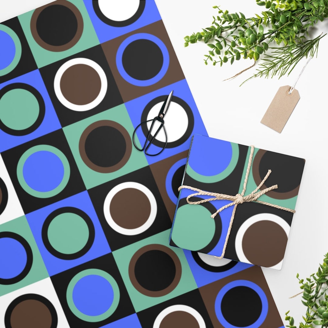 Mid Century Modern Gift Wrap, Retro Wrapping Paper, Geometric Circles ...