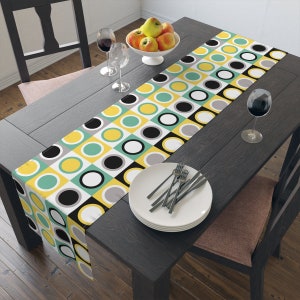 Mid Century Designer Table Runner, Retro Home DecorTable Runner for Holiday Entertaining, Holiday Decor
