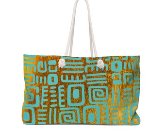 Abstract Tribal Weekender Bag, Designer Yoga Bag, Oversize Tote bag, designer carry on tote, designer carry on luggage  , sustainable gifts