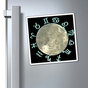 Moon Sign Magnet, Zodiac Maget Decal, Celestial Moon Phase Art, Sun Sign Magnet Art, Astrology Design, Zen Decor, Small Gifts, Small Gifts