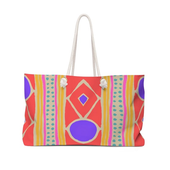 Abstract Weekender Designer Beach Bag Large Shopping Bag. 