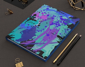 Diario astratto dipinto di blu, diario originale della gratitudine artistica, quaderno opaco con copertina rigida vuota, cancelleria chic, regalo perfetto, regali artistici