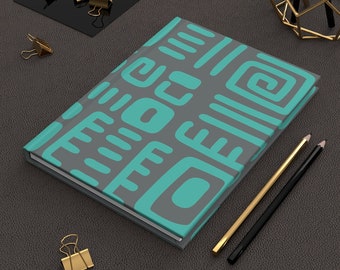 Diario di design tribale, diario di gratitudine astratto, quaderno a righe con copertina rigida, cancelleria chic, il regalo perfetto, le migliori idee regalo, regali d'arte