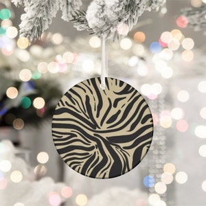 Tree ornaments, Zebra Print Ornament, Tribal Art, Ethnic Gifts, Christmas gift, Holiday Ornament, Holiday Décor, Boho Décor, chic ornaments