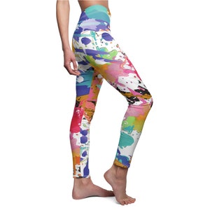 Abstract Leggings, Paint Splash Designer Yoga Leggings, Workout tights, Yoga Pants, Artful Design
