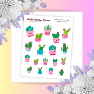 Cactus 06 / Pegatinas para planificador / Pegatinas de plantas / Pegatinas con forma de bala / MS016 / Pegatina blanca mate
