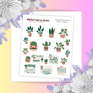 Cactus 05 / Pegatinas para planificador / Pegatinas de plantas / Pegatinas con forma de bala / MS015 / Pegatina blanca mate