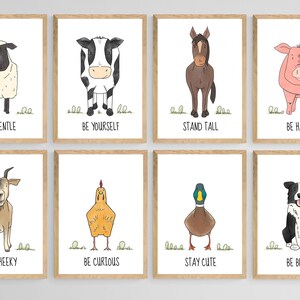 Farmyard Nursery Print Set with inspirational sayings, Animal Nursery Prints, Nursery Decor, Nursery Wall Art, Kids Art, Farmyard Print Set