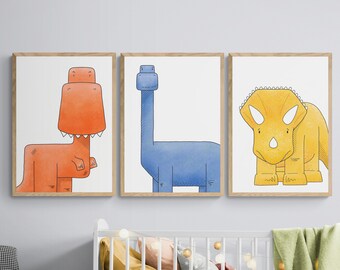 Dinosaur Nursery Prints, Nursery Wall Art, Nursery Decor, Bedroom Decor, Dinosaur gifts, Kids Wall Art, Nursery Print Set
