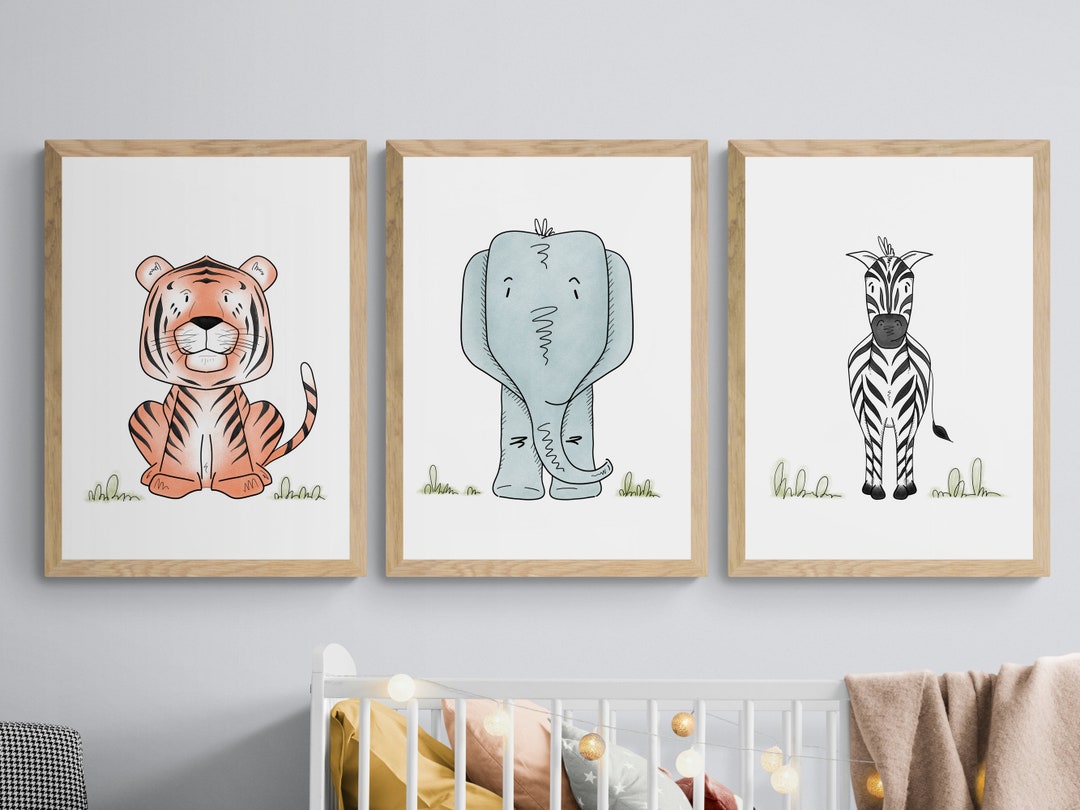 Safari Nursery 3 Prints Set, Animal Nursery Prints, Nursery Decor ...