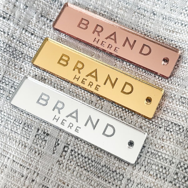 Customised Brand Name Labels, Product Labels, Personalised Tags for Small Businesses, Engraved Custom Mirror or Acrylic Tags, Company Logo