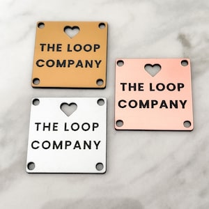 Markenetiketten, personalisierter quadratischer Knopfanhänger für Handwerker, kleine Unternehmen, 2-lagige Luxus-Acrylanhänger, Produktetiketten, Marketing, Logoanhänger