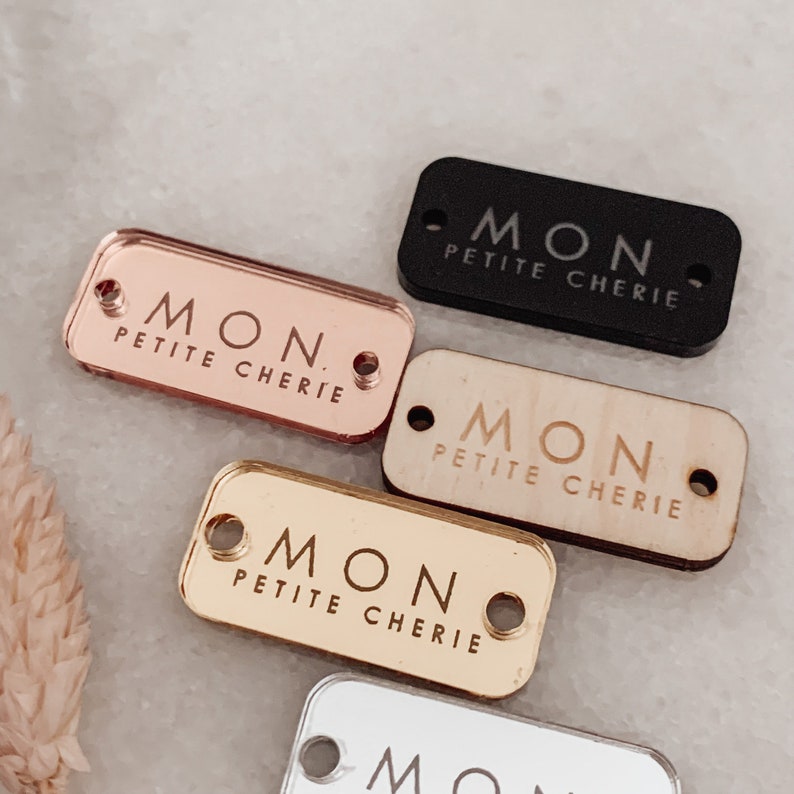 Personalised Button Tag for Crafters, Engraved Wood Buttons, Mirror or Acrylic Tags for Gifting, Product Labels, Handmade image 3