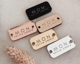 Personalised Button Tag for Crafters, Engraved Wood Buttons, Mirror or Acrylic Tags for Gifting, Product Labels, Handmade