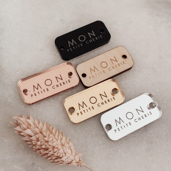 Personalised Button Tag for Crafters, Engraved Wood Buttons, Mirror or Acrylic Tags for Gifting, Product Labels, Handmade