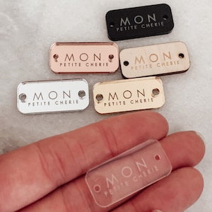 Personalised Button Tag for Crafters, Engraved Wood Buttons, Mirror or Acrylic Tags for Gifting, Product Labels, Handmade image 4