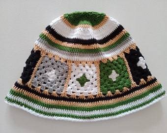 Handmade unisex granny square crochet bucket hat, Crochet beanie, Crochet bucket hat for men, for women, Gift for him, Gift for her