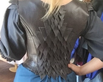 Leather under the bust corset with dragon scale detailing