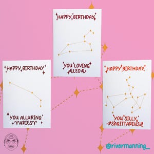 Cartes de voeux d'anniversaire avec astrologie et zodiaque