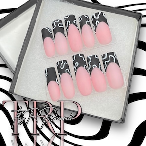 Black French Tip Press on nails
