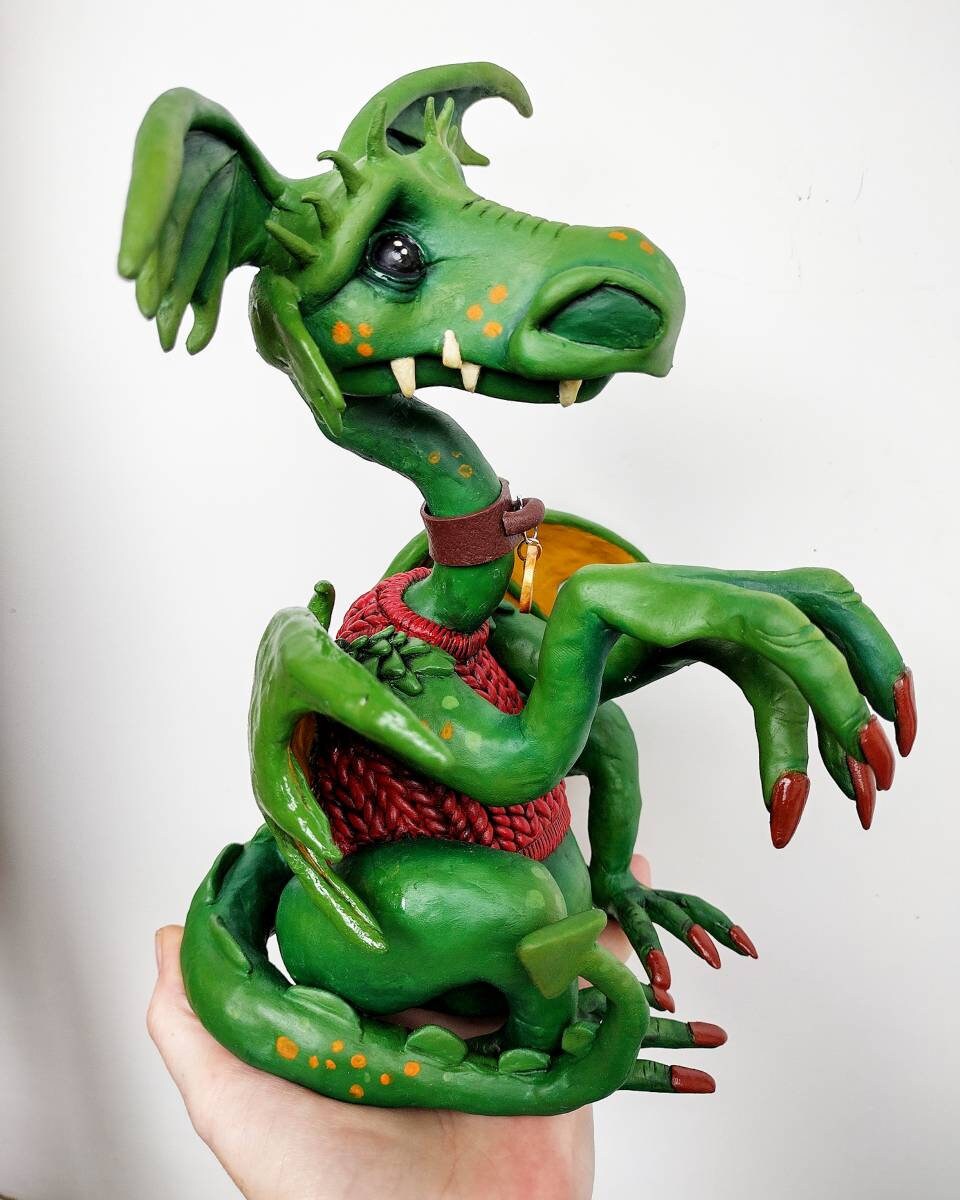 Mythical Dragon Fantasy Art Sculpture Gothic Goblincore Etsy