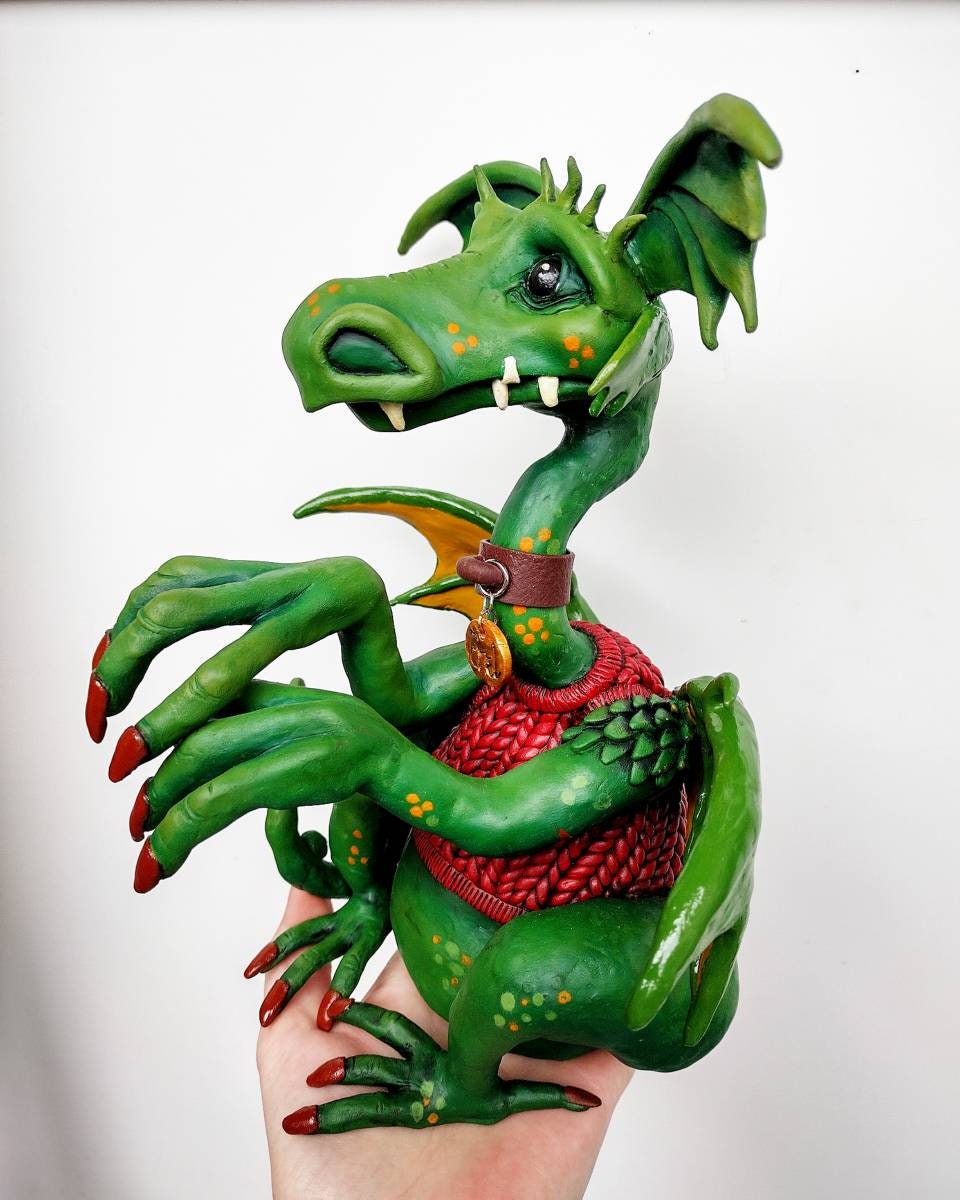 Mythical Dragon Fantasy Art Sculpture Gothic Goblincore Etsy