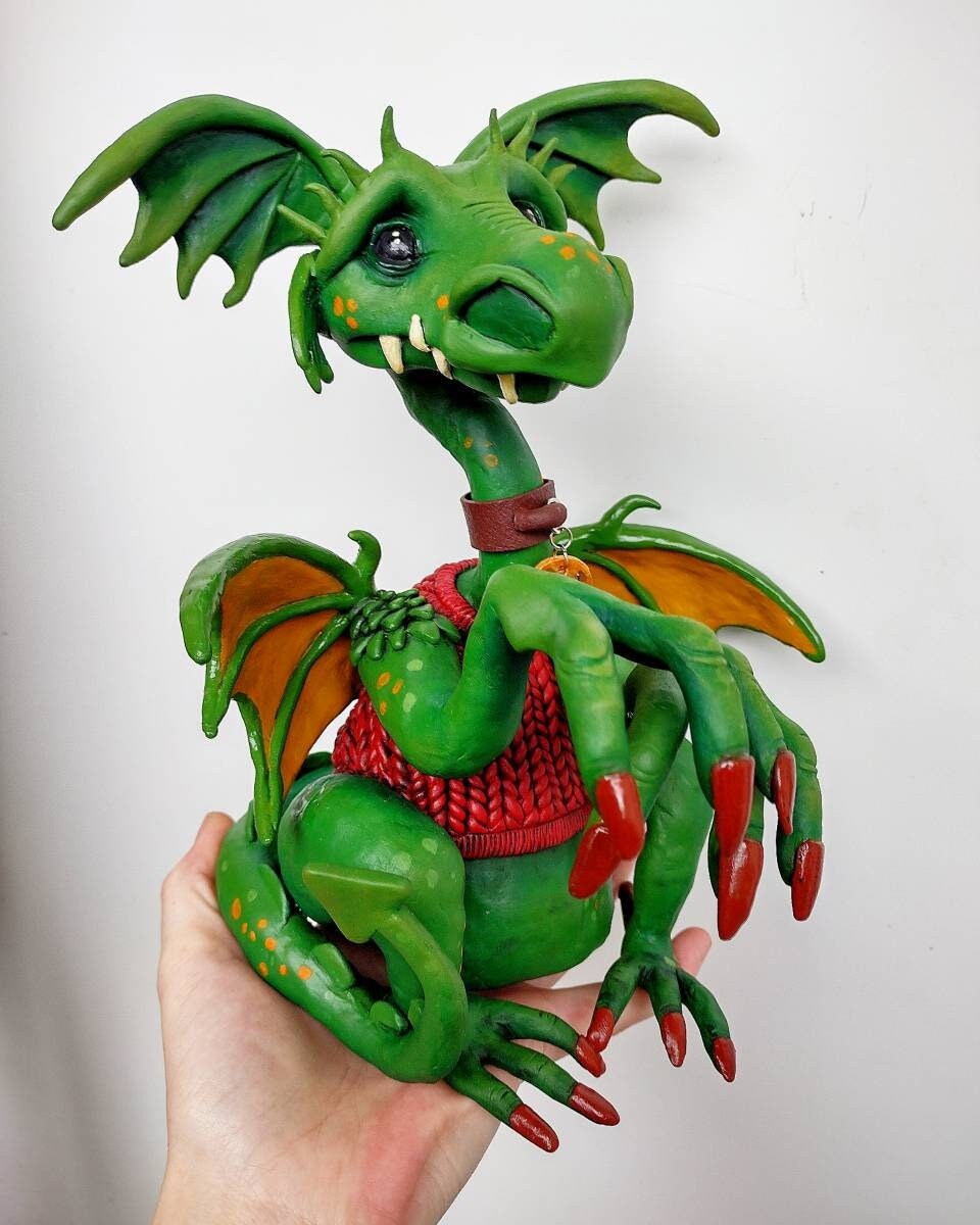 Mythical Dragon Fantasy Art Sculpture Gothic Goblincore Etsy