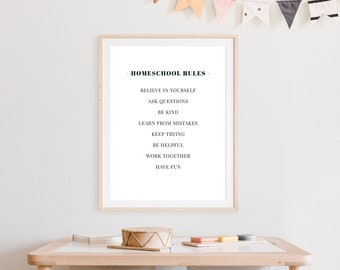 Homeschool Rules SVG/PNG/PDF. Montessori Nursery. Educational Wall Art. Minimalist Classroom Decor. Homeschool Printable. Classroom Poster.