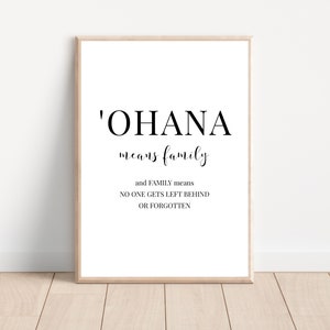 Ohana significa familia SVG/PNG/PDF. Cita de la película Lilo y Stitch. Archivo de corte hawaiano e impresión digital. Arte y decoración de pared hawaiana.