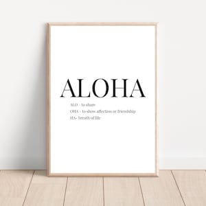 Aloha SVG/PNG/PDF. Aloha Definition Dictionary Print. Hawaiian Wall Art and Decor. Hawaiian Cut File and Digital Print.