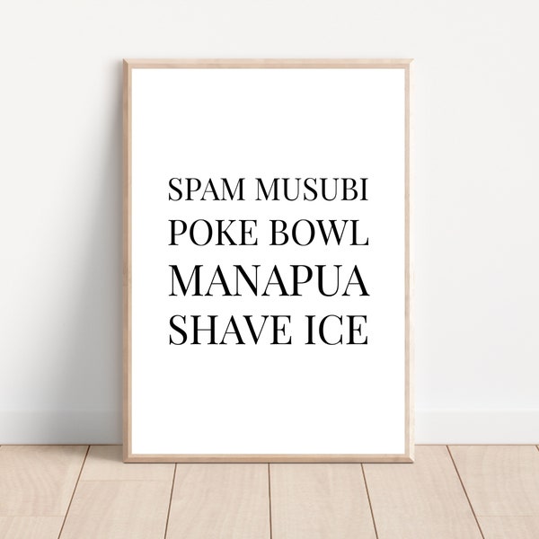 Spam Musubi, Poke Bowl, Manapua, Shave Ice SVG/PNG/PDF. Hawaiian Food Sign. Hawaiian Wall Art and Decor. Hawaiian Cut File and Digital Print