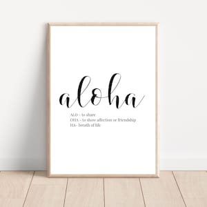 Aloha SVG/PNG/PDF. Aloha Definition Dictionary Print. Hawaiian Wall Art and Decor. Hawaiian Cut File and Digital Print.