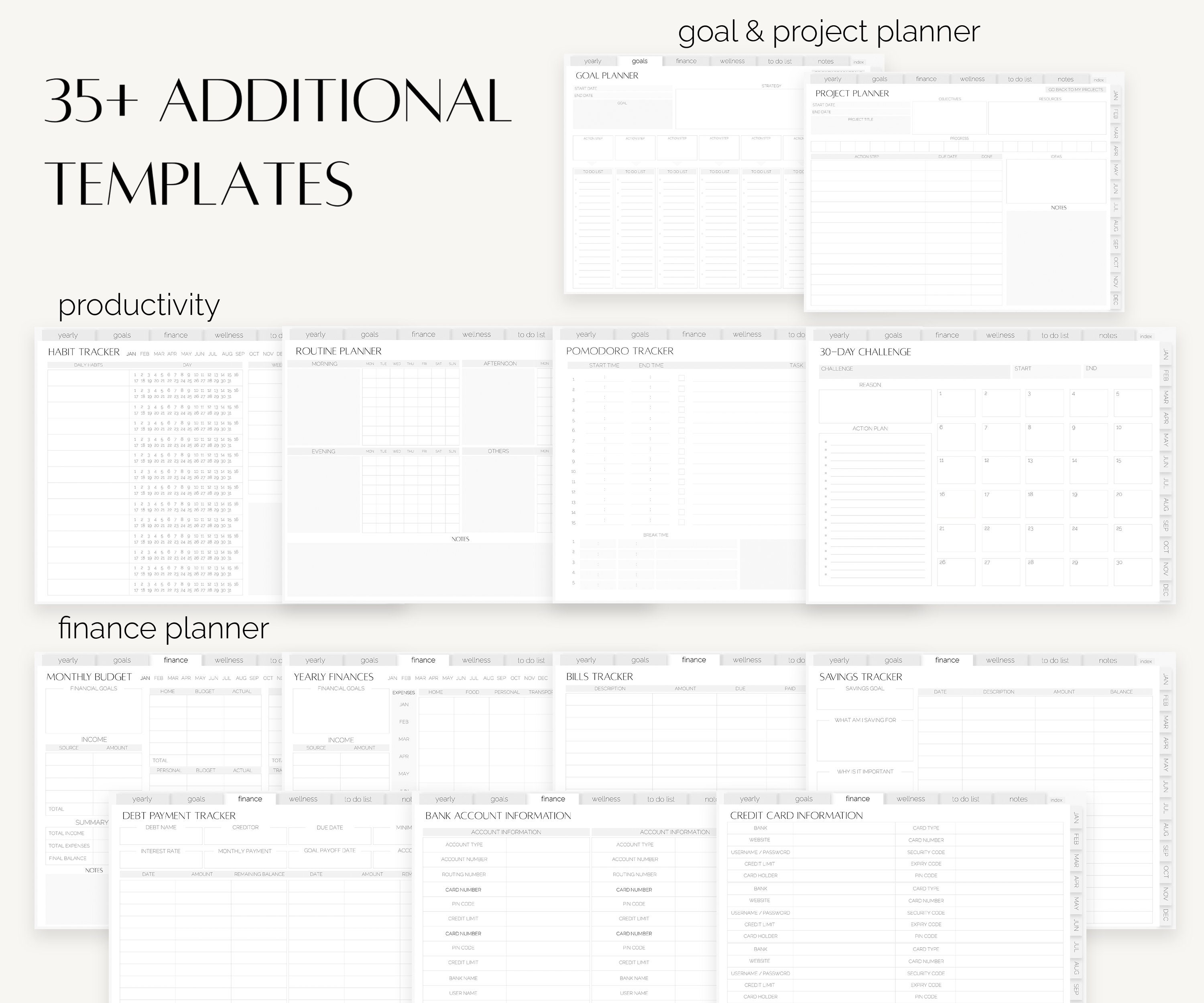 Undated Digital Planner Goodnotes Planner Minimalist Digital Etsy