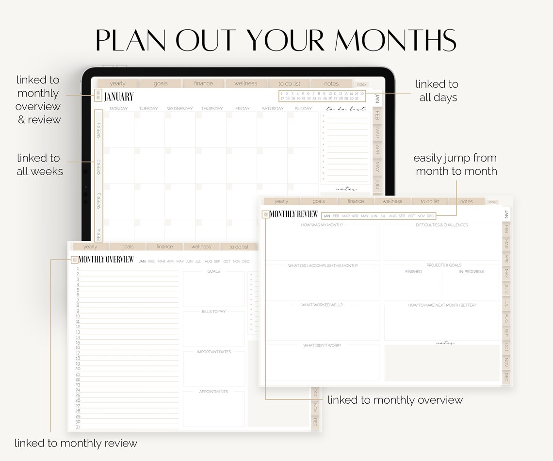 Undated Digital Planner Goodnotes Planner Ipad Planner Etsy