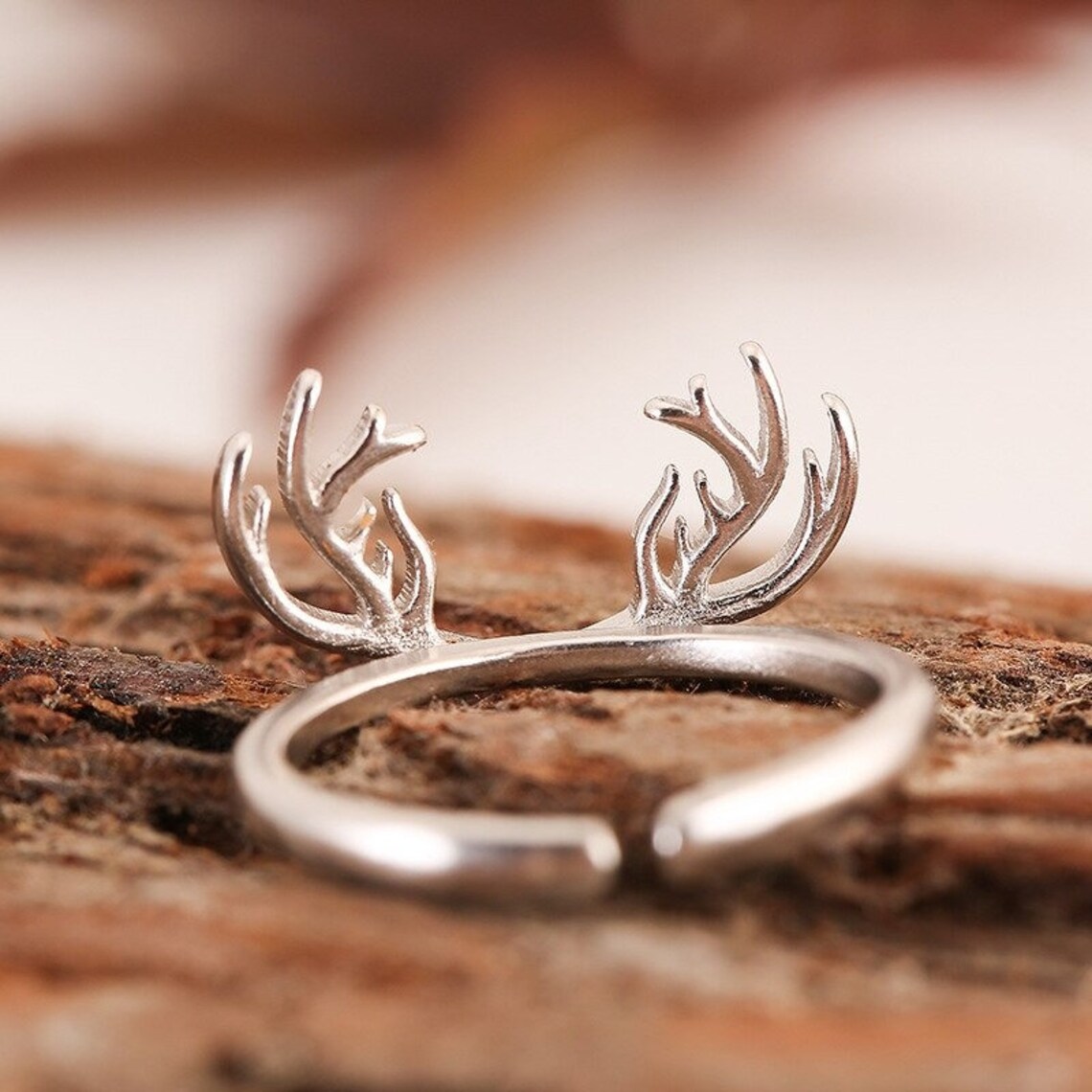 Deer Antler Ring Ethnic Silver Color Deer Antlers Rings For Etsy