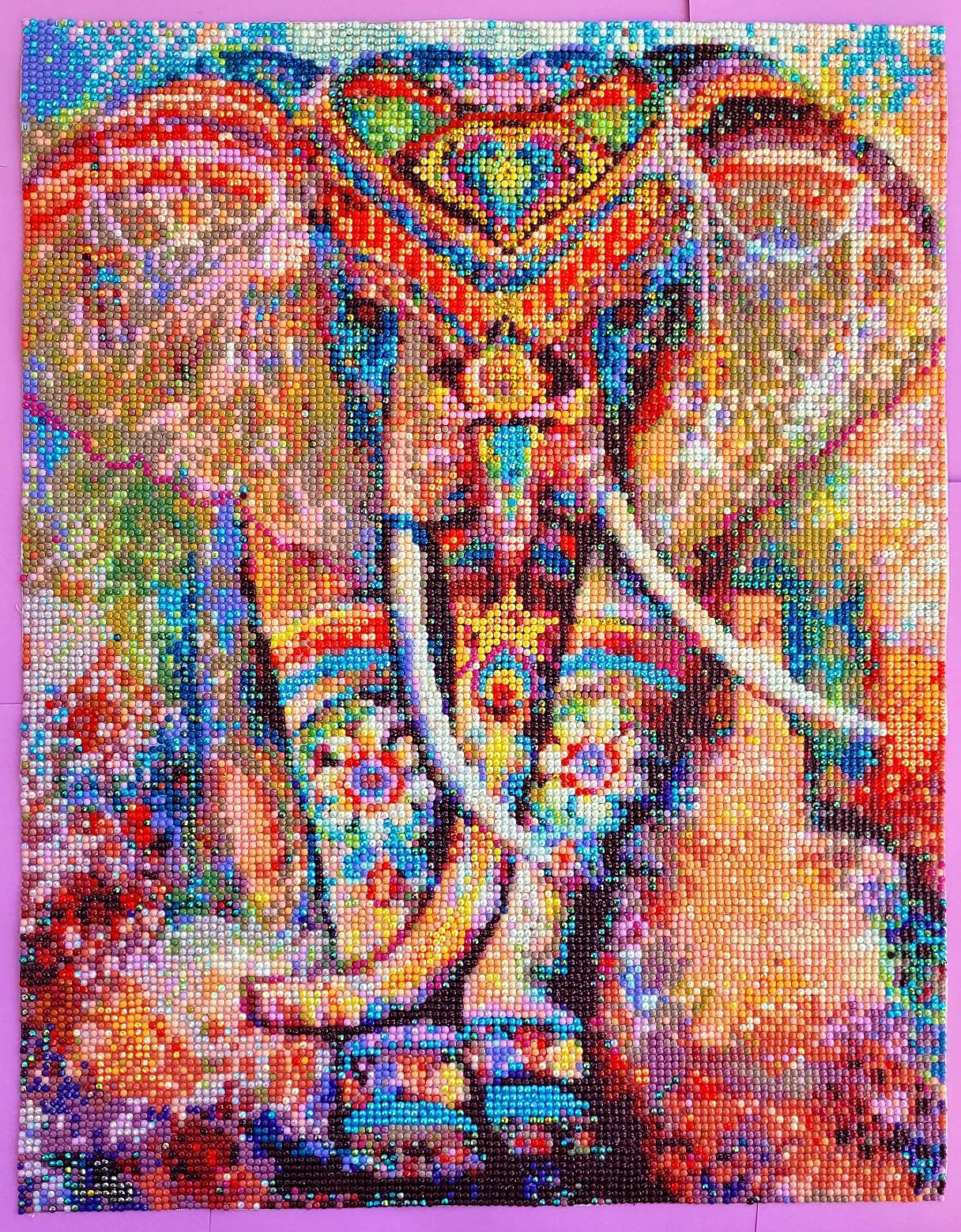 Finished Diamond Dotz Painting, Framed, Elephant Mosaic 