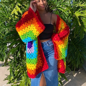 Oversized Bell-Sleeved Rainbow Cardigan - Colors Available Upon Request