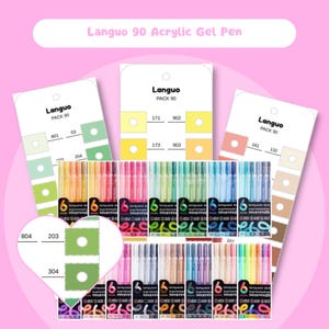 Languo 90 Colors Gel Pens Swatch Template Printable Acrylic Color Chart Digital PDF Instant Download Gel Pen Coloring Sheet