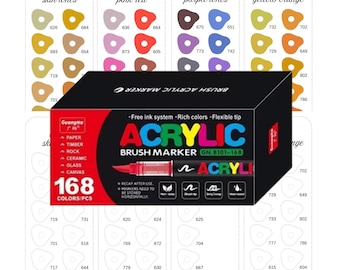 Guangna 168-piece Acrylic Brush Markers Swatch - Digital PDF Brush