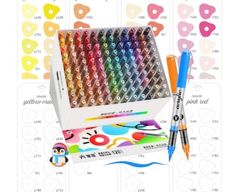 Grasp 120 Colors Acrylic Brush Markers Swatch Template Printable Color Chart Organized Coloring Digital PDF Instant Download