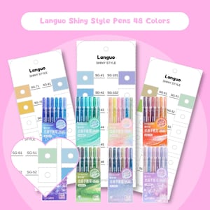 Languo Shiny Style Gel Pens 48 Colors Swatch Chart Digital PDF Brush Marker Template Printable Coloring Swatch Card Sheet Instant Download