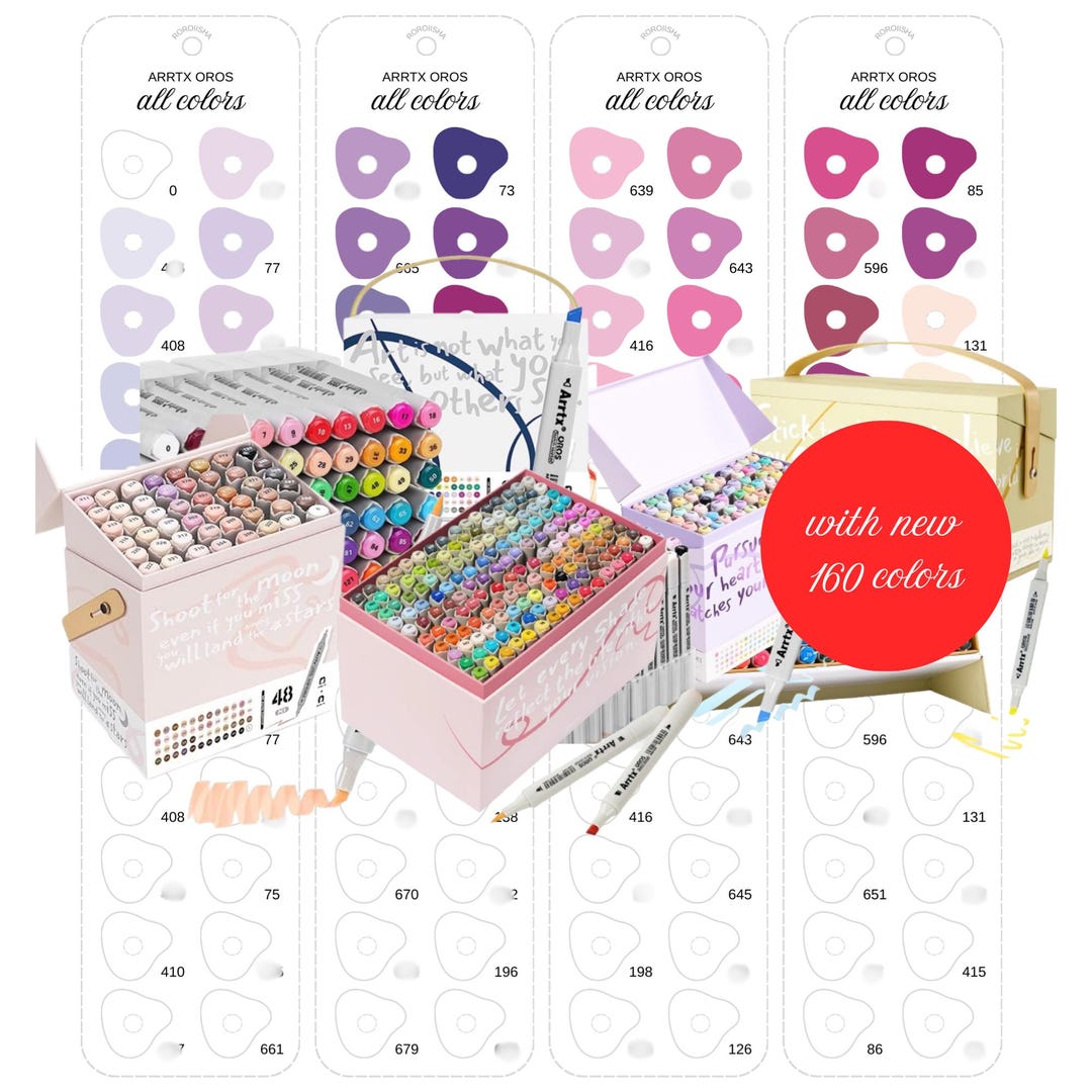 Arrtx OROS All Sets 160 90 80 66 48 Colors Alcohol Marker Swatch ...