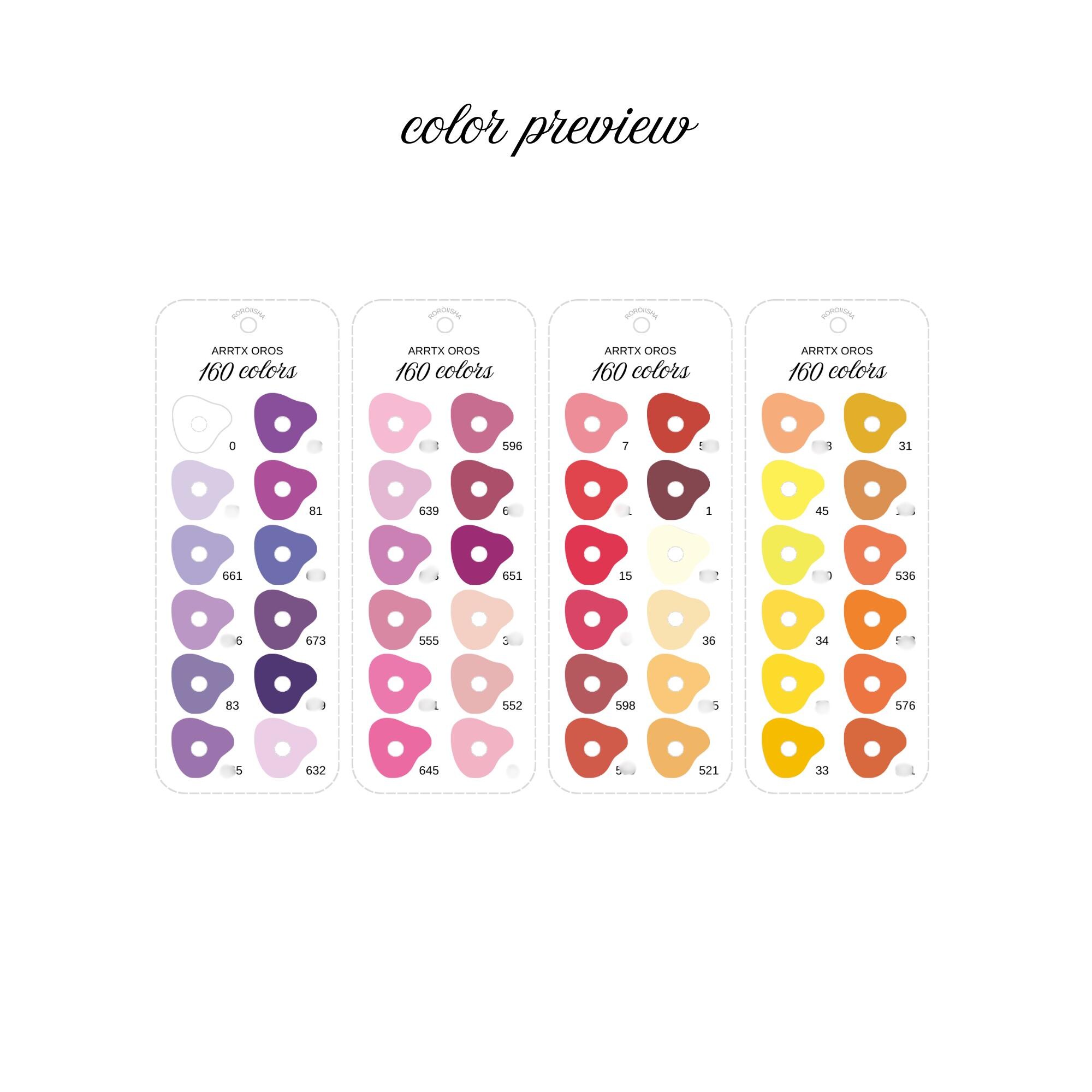 Arrtx OROS 160 Color Swatch Chart Alcohol Markers Printable Chromatic ...