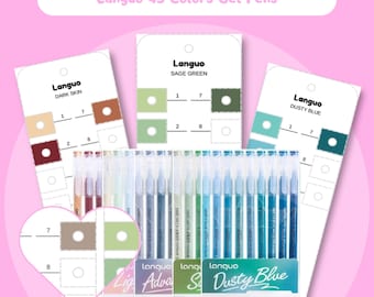 Languo 45 Colors Gel Pens Swatch Chart Printable PDF Template for 5 Series Set Digital Colour Swatch Card Instant Download Coloring Sheet