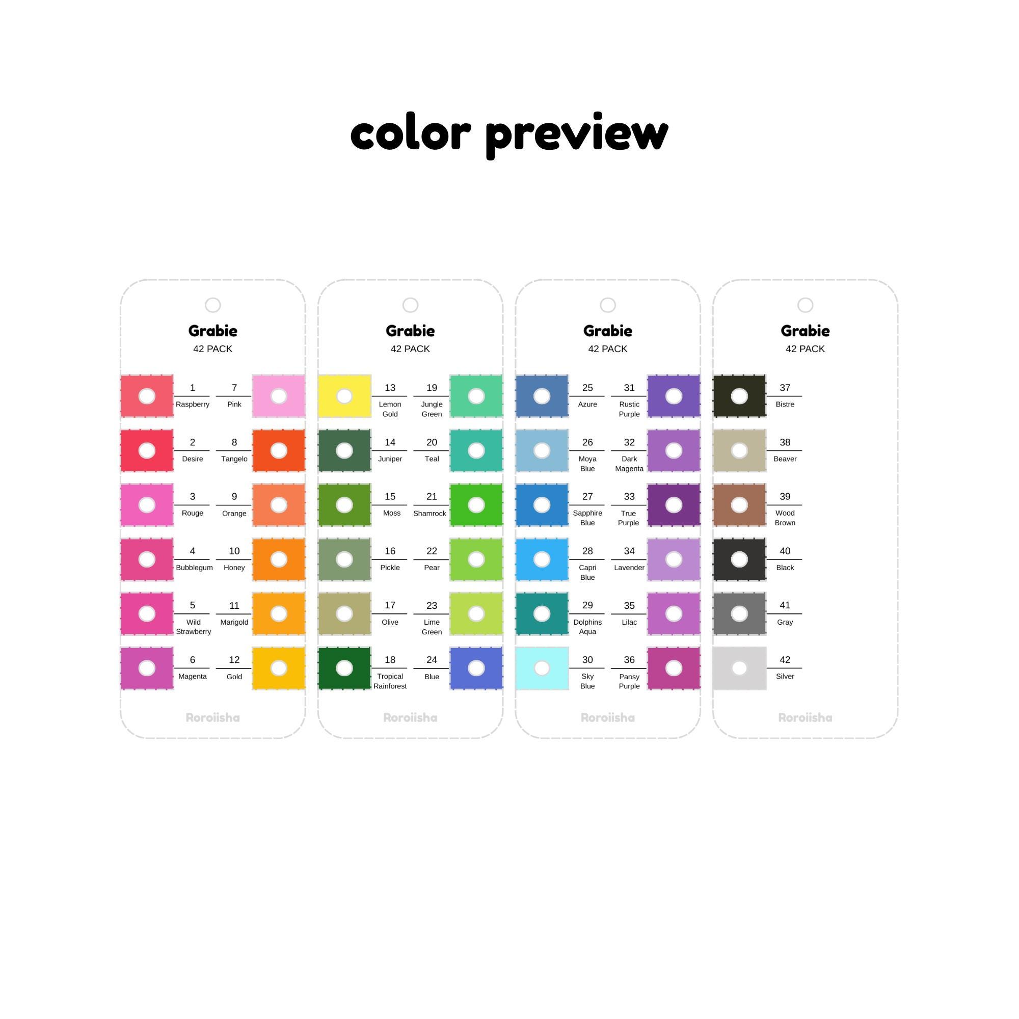 Grabie 42 Colors Capped Glitter Gel Ink Pen Swatch Template Printable ...