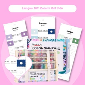 Languo 162 Colors Gel Pens Swatch Chart Printable Color Template PDF Digital Coloring Sheet Instant Download Painting Gel Pens Card