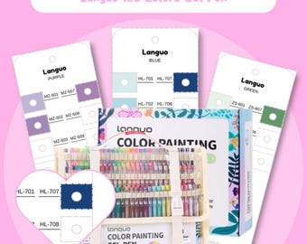 Languo 162 Colors Gel Pens Swatch Chart Printable Color Template PDF Digital Coloring Sheet Instant Download Painting Gel Pens Card