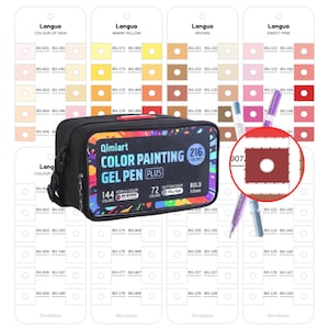Bocetos de gel Languo x Qimiart: plantilla de 216 colores, 144 acrílicos, 72 con purpurina. Hoja de muestras digital imprimible en PDF. Descarga instantánea. Tabla de colores.